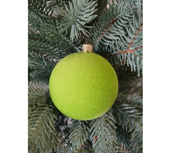 Новогодний шар "Бархат" Ø80мм зеленый, цена за набор 4шт